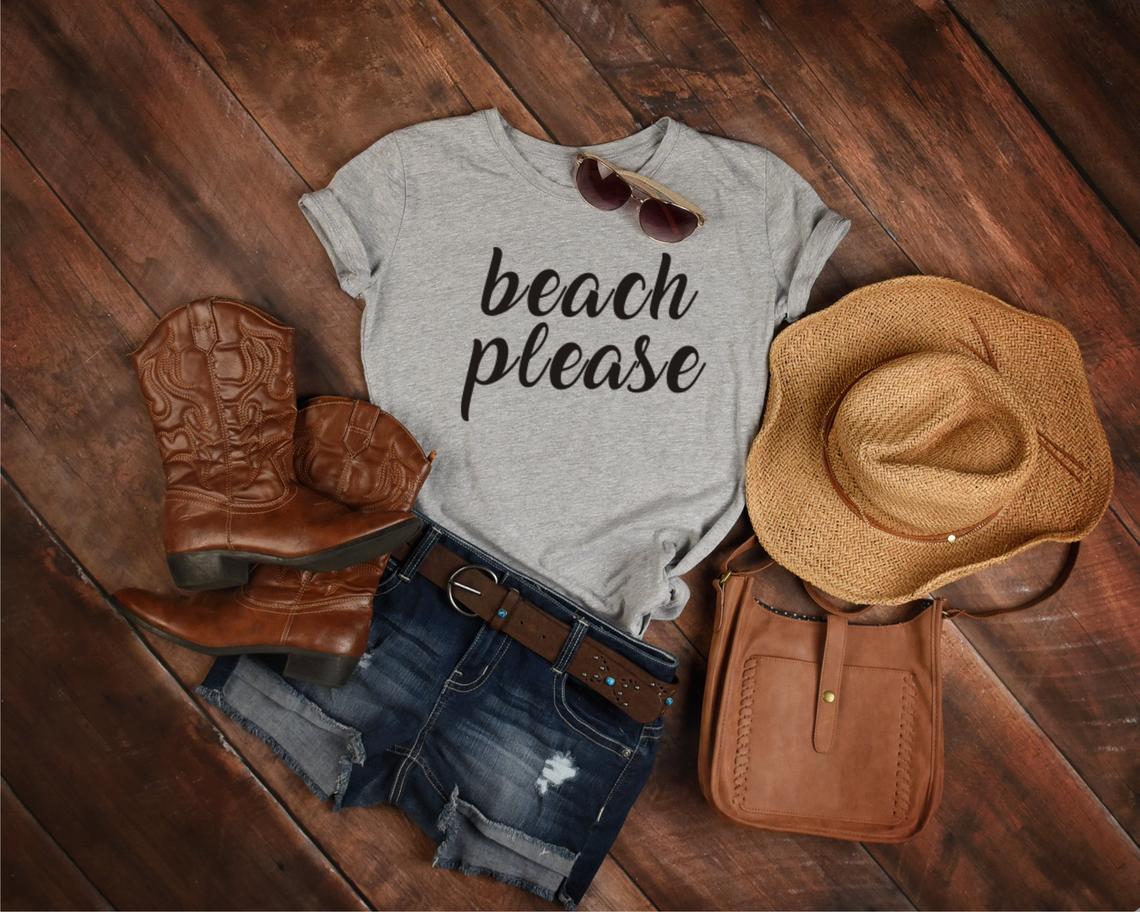 Тениска с надпис Beach Please