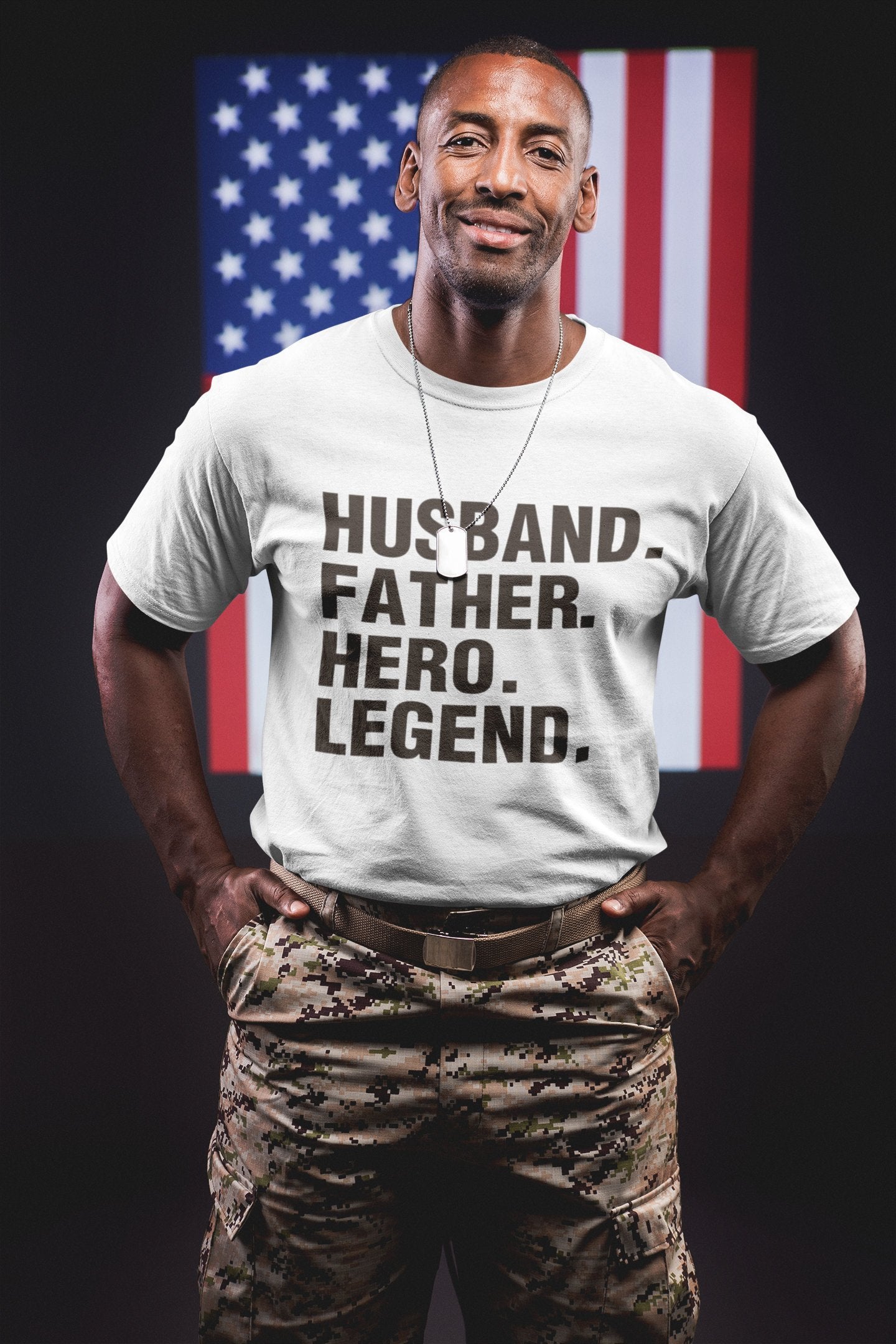 Тениска с надпис Husband, Father, Hero, Legend