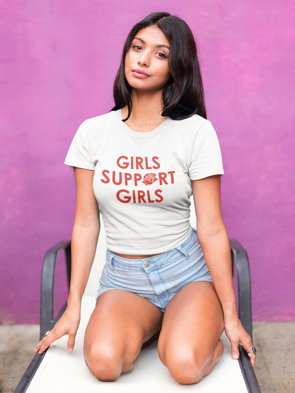 Тениска с щампа - Girls Support Girls
