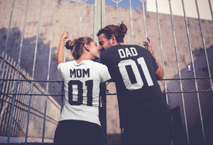 Комплект Тениски с надпис - Mom Dad