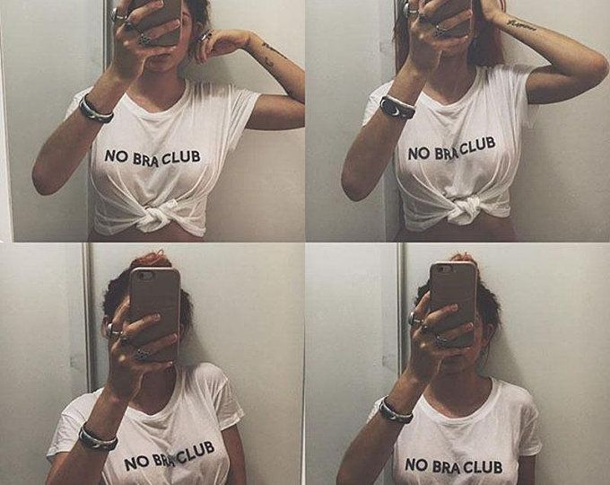 Тениска с надпис - No Bra Club